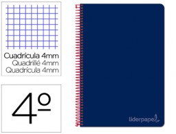 Cuaderno espiral Liderpapel Witty 4º tapa dura 80h 75g c/4mm. color azul oscuro